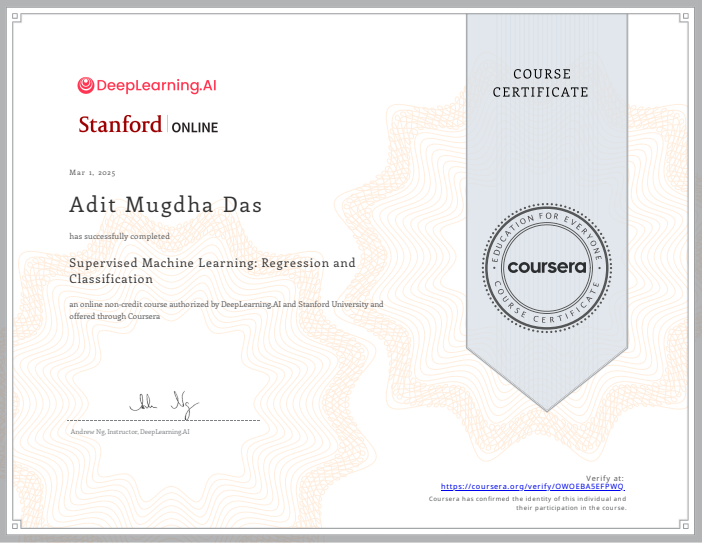 Supervised Machine Learning: Regression and Classification