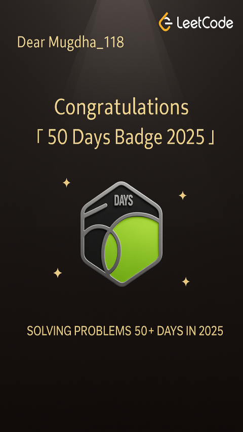 LeetCode 50 Days Badge – 2025